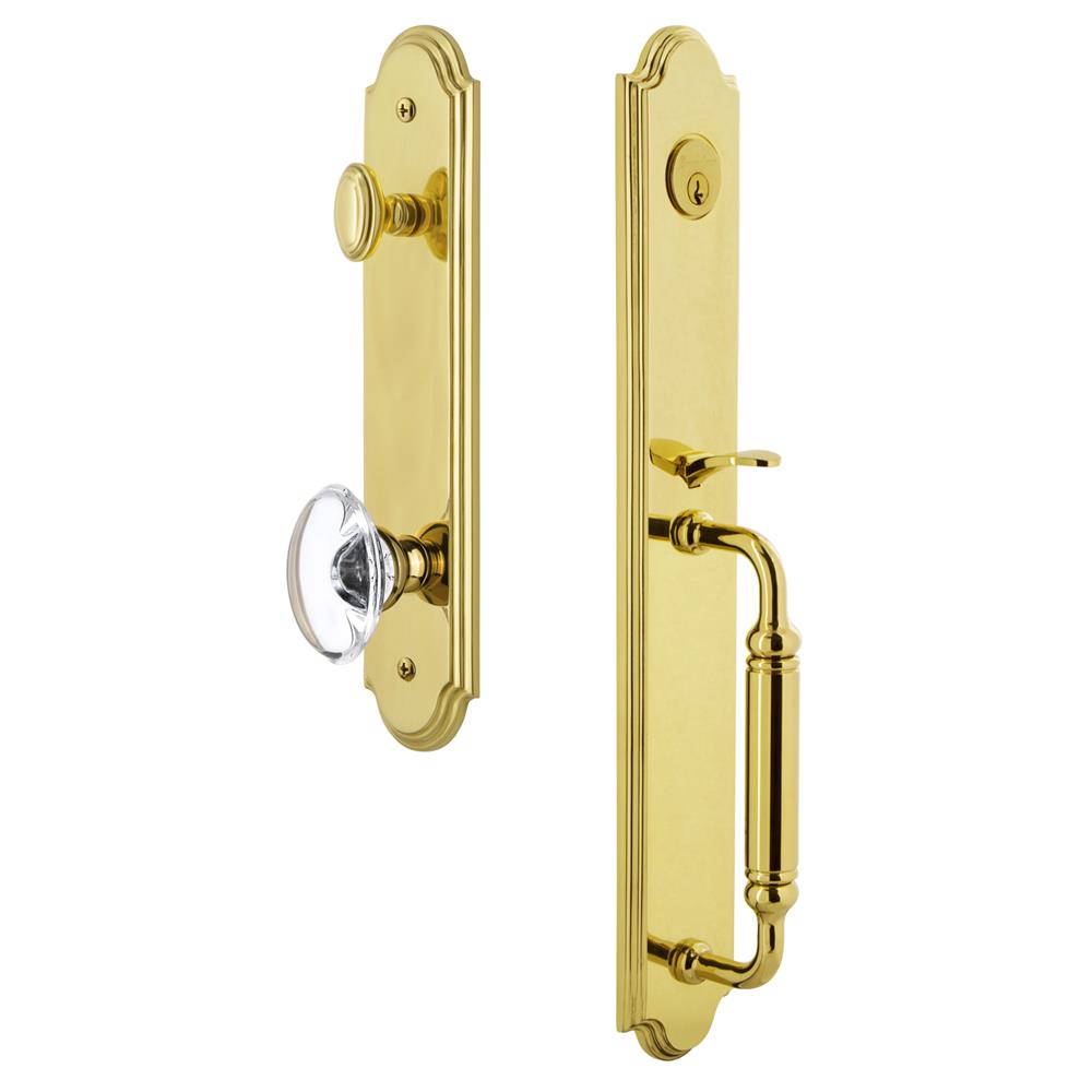 Grandeur by Nostalgic Warehouse ARCCGRPRO Arc One-Piece Handleset with C Grip and Provence Knob in Lifetime Brass